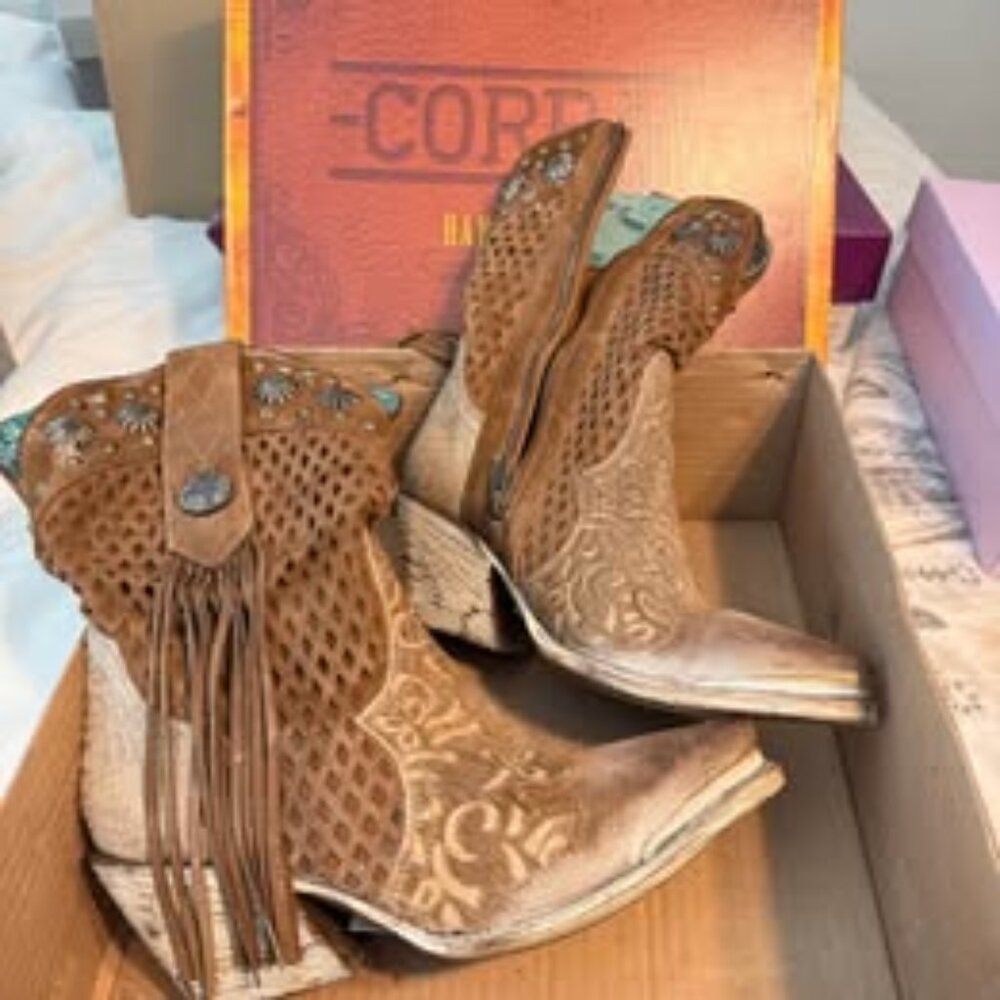 Corral Cutout Fringe Ankle Boots – Size 7M – Retail $348